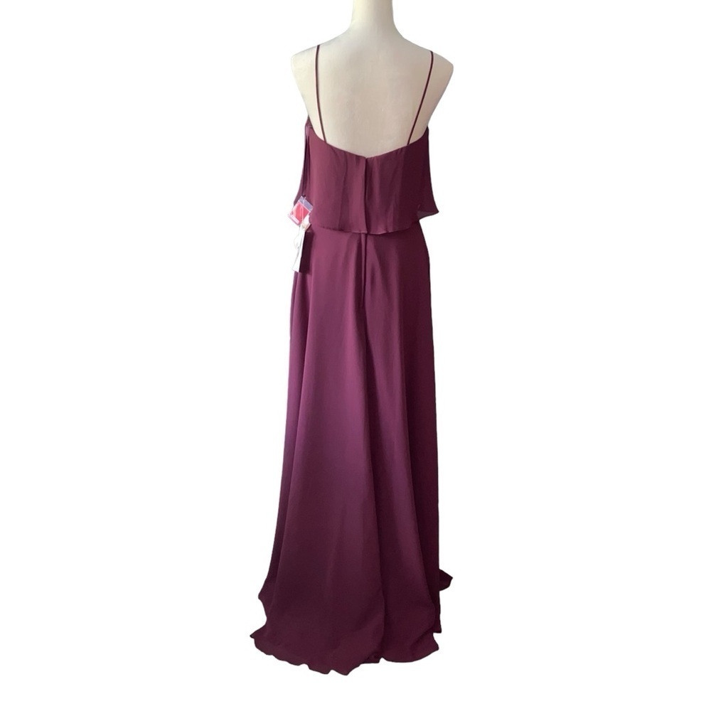 MORILEE Chiffon Bridesmaid Dress Bordeaux Wine Floor Length Long 8 NWT Wedding - Picture 6 of 16